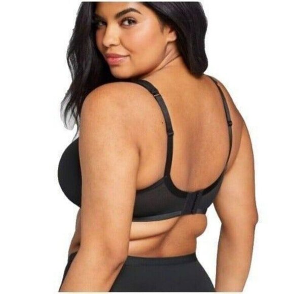 Cacique Lane Bryant Women Bra Smooth Satin Full Coverage U/W Size 38F Black - Picture 6 of 8